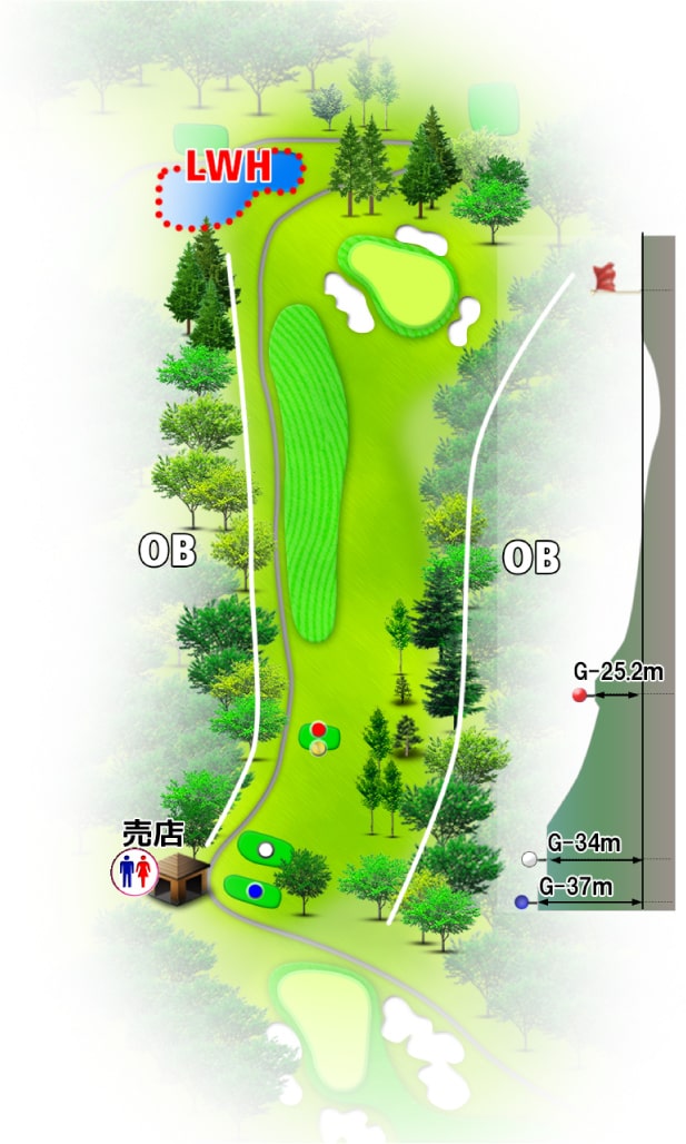 諏訪湖カントリークラブ IN16番ホール コース図