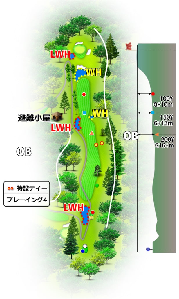 諏訪湖カントリークラブ IN17番ホール コース図