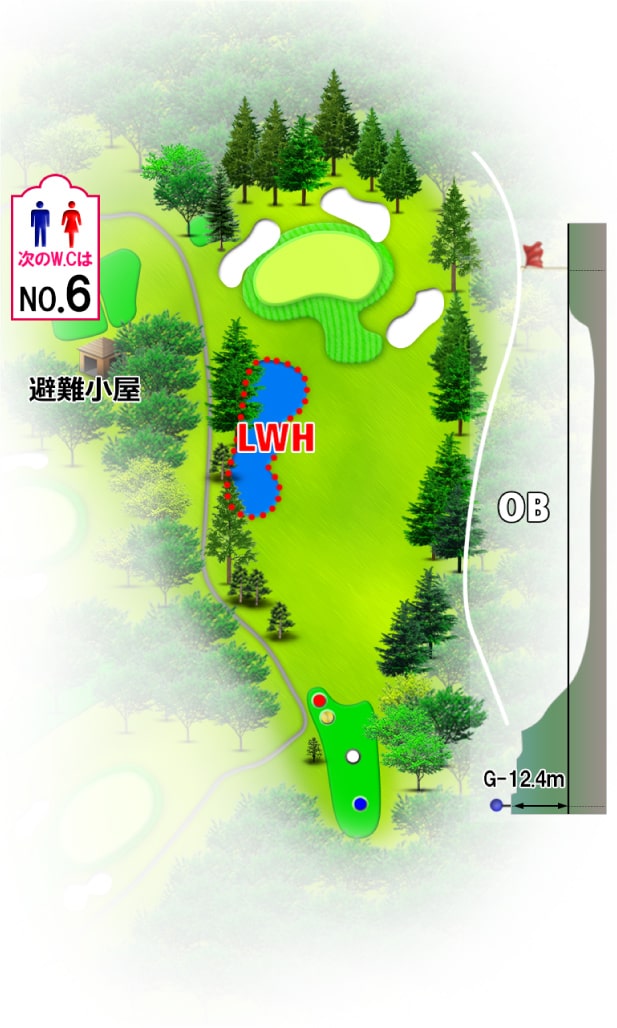 諏訪湖カントリークラブ OUT4番ホール コース図