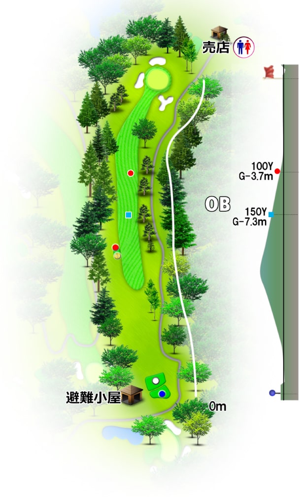 諏訪湖カントリークラブ OUT5番ホール コース図