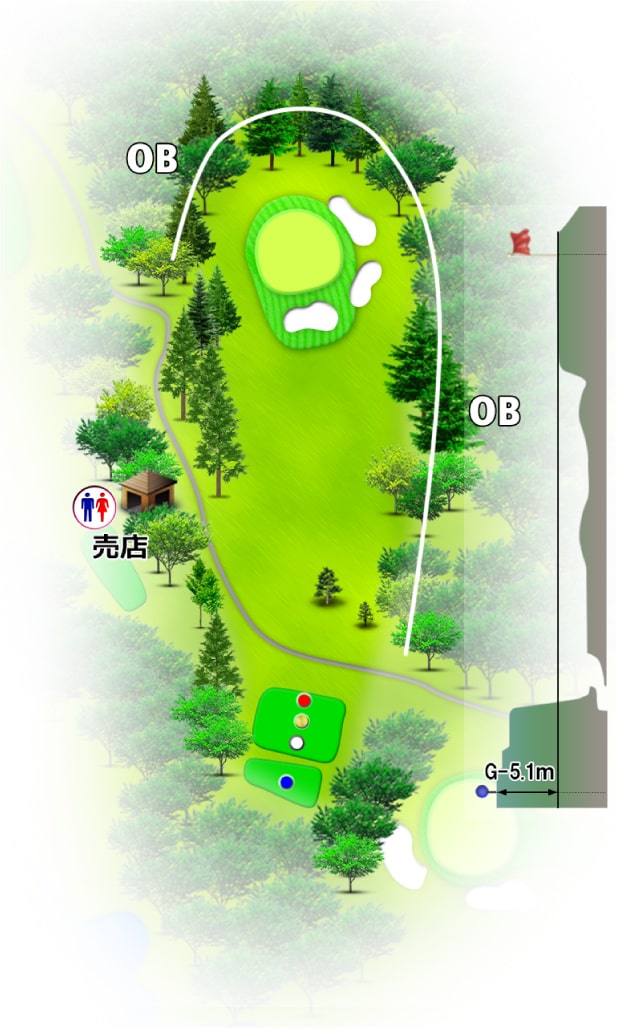 諏訪湖カントリークラブ OUT6番ホール コース図