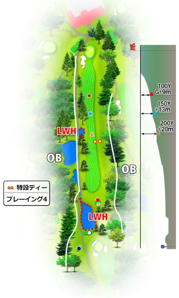 諏訪湖カントリークラブ OUT9番ホール コース図