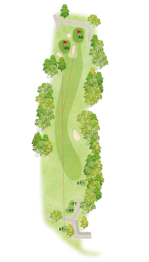 程ヶ谷カントリー倶楽部 GreenIN14番ホール コース図