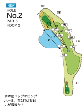 カントリークラブ ザ・レイクス ニューコース2番ホール コース図