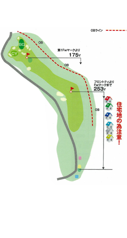本千葉カントリークラブ 東コース6番ホール コース図