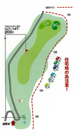 本千葉カントリークラブ 西コース4番ホール コース図