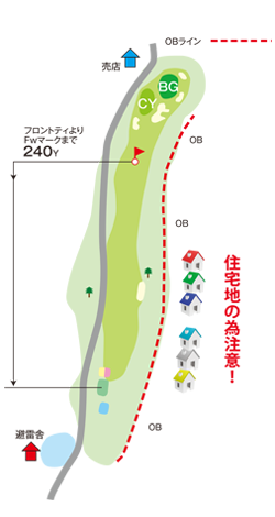 本千葉カントリークラブ 西コース6番ホール コース図