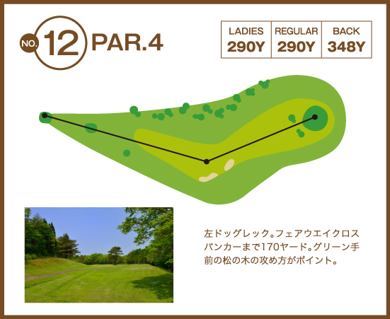 大野台ゴルフクラブ IN12番ホール コース図