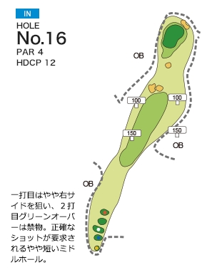 イーグルレイクゴルフクラブ IN16番ホール コース図