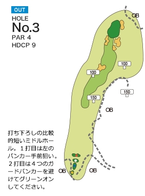 イーグルレイクゴルフクラブ OUT3番ホール コース図