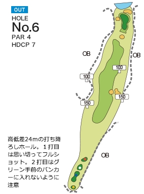 イーグルレイクゴルフクラブ OUT6番ホール コース図