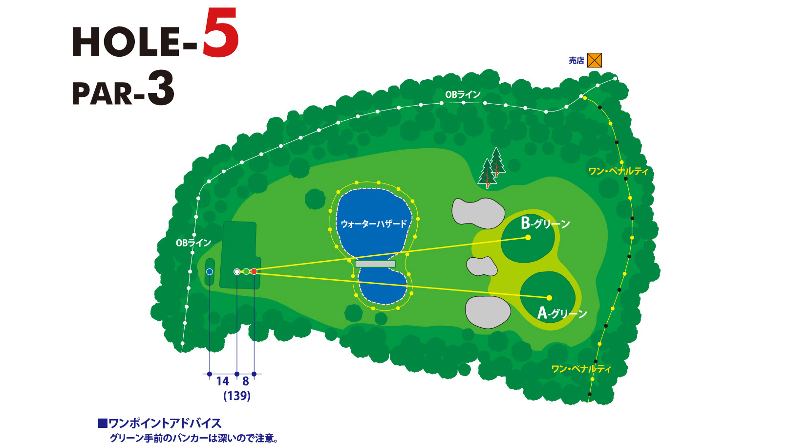 三甲ゴルフ倶楽部 富士コース (旧：富士国際ゴルフ倶楽部) 東コース(旧：乙女コースIN)5番ホール コース図
