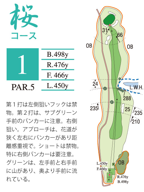 プレジデントカントリー倶楽部山陽 桜1番ホール コース図