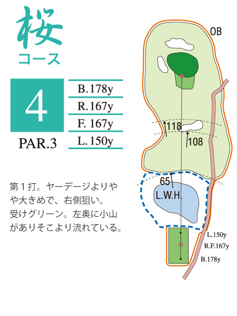 プレジデントカントリー倶楽部山陽 桜4番ホール コース図
