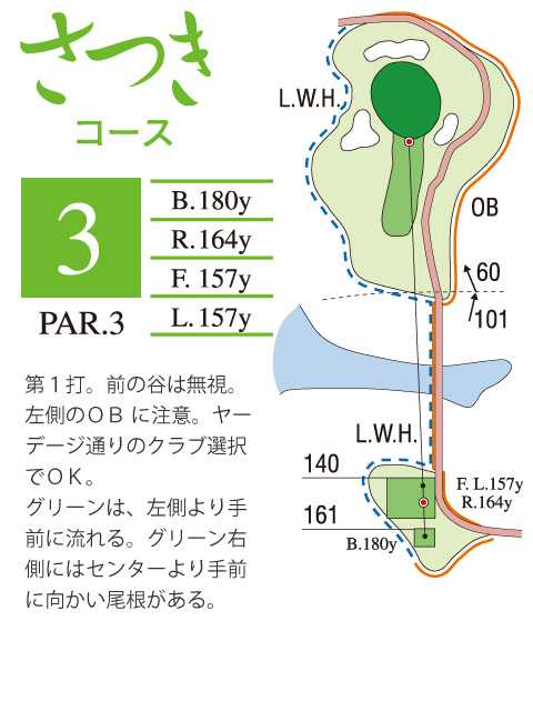 プレジデントカントリー倶楽部山陽 さつき3番ホール コース図