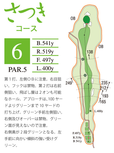 プレジデントカントリー倶楽部山陽 さつき6番ホール コース図