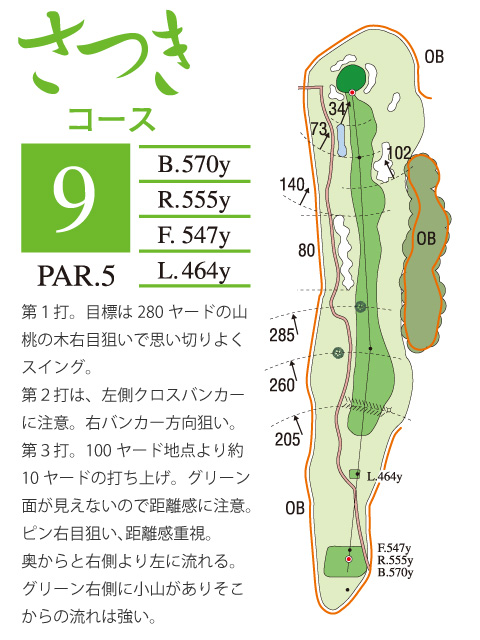 プレジデントカントリー倶楽部山陽 さつき9番ホール コース図