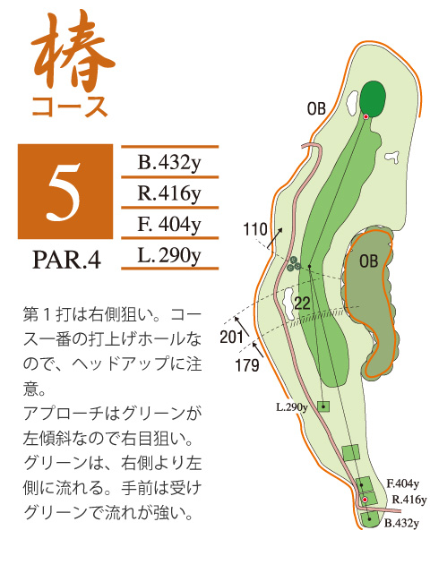 プレジデントカントリー倶楽部山陽 椿5番ホール コース図