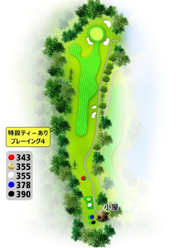 名張カントリークラブ IN14番ホール コース図