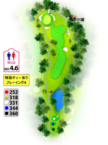 名張カントリークラブ OUT2番ホール コース図