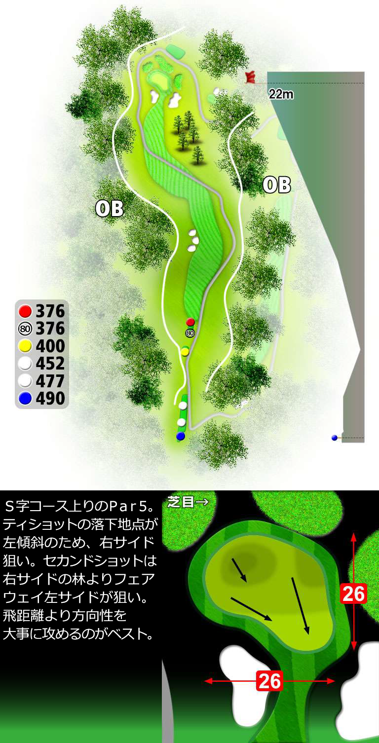 大分中央ゴルフクラブ IN11番ホール コース図