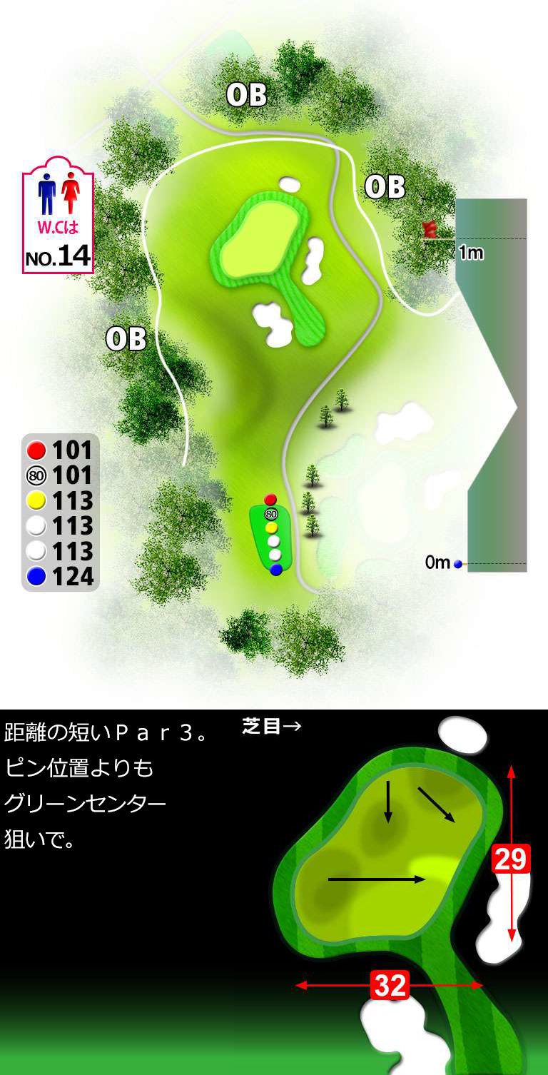 大分中央ゴルフクラブ IN12番ホール コース図