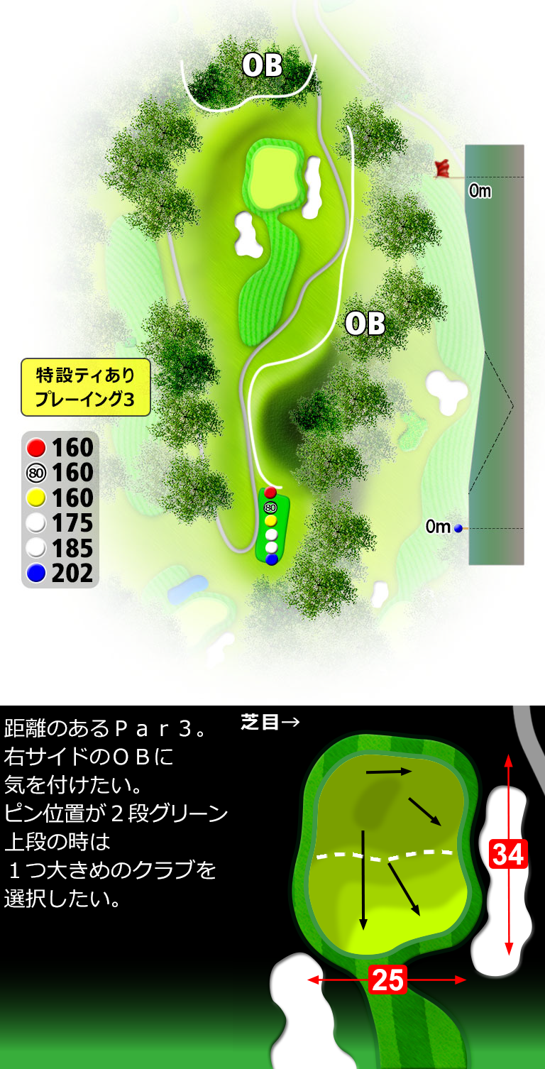大分中央ゴルフクラブ IN15番ホール コース図
