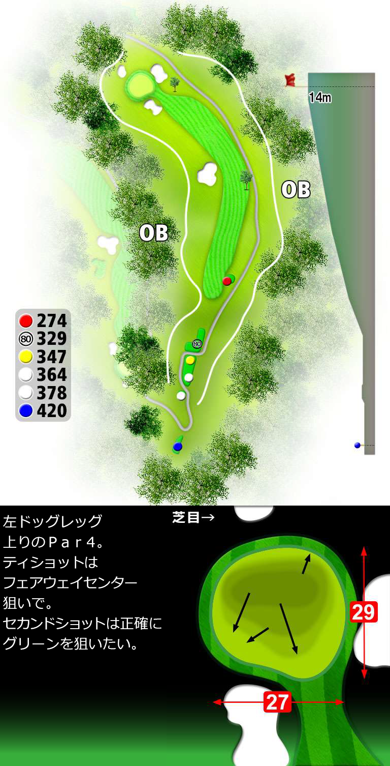 大分中央ゴルフクラブ IN17番ホール コース図
