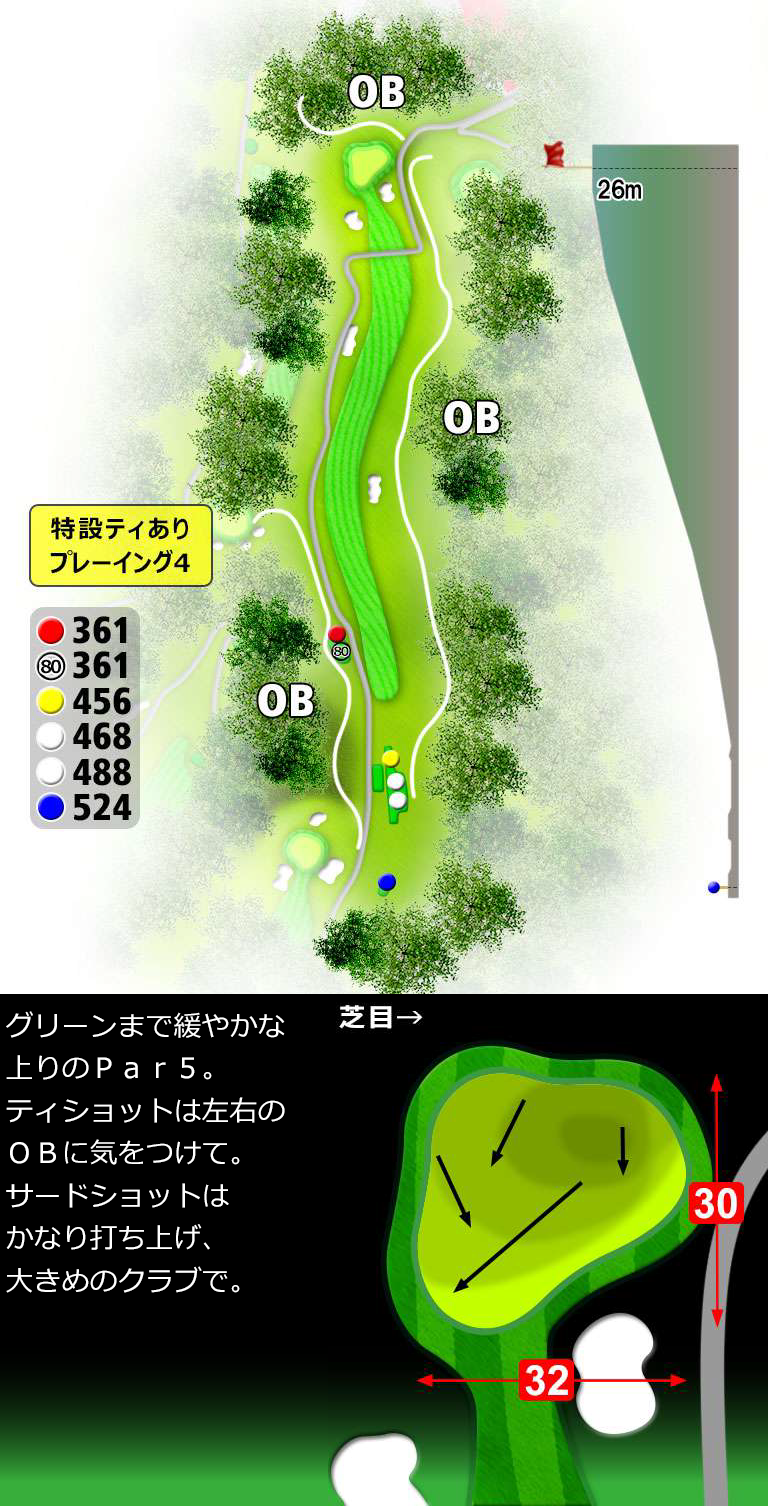 大分中央ゴルフクラブ IN18番ホール コース図