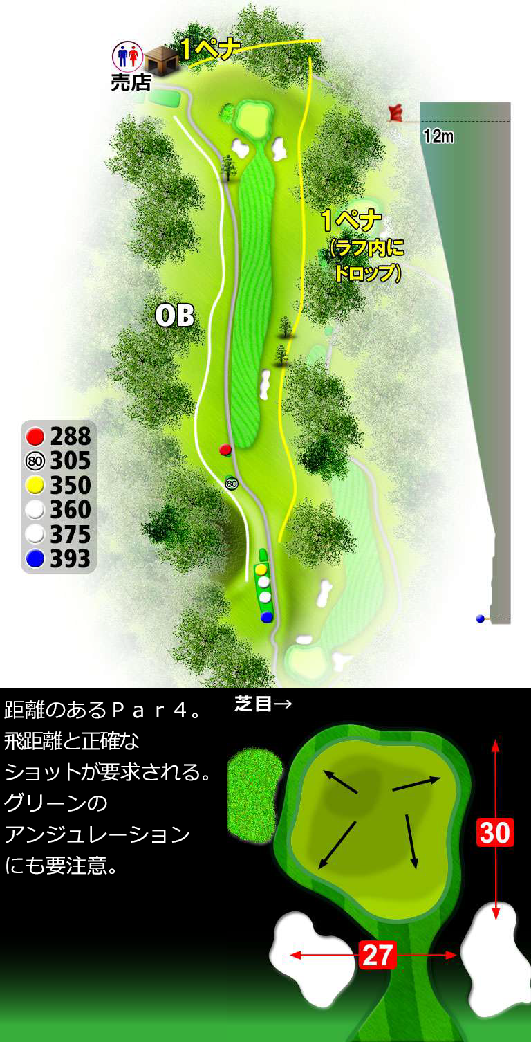 大分中央ゴルフクラブ OUT6番ホール コース図