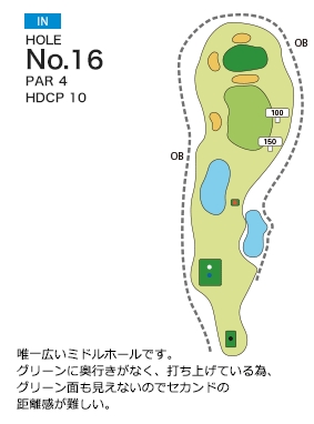 貴志川ゴルフ倶楽部 IN16番ホール コース図